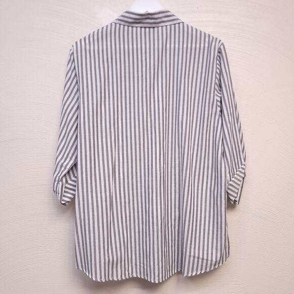 BonWorth Button Down Shirt Size M Gray White Womens Top Button-up Collar - Picture 2 of 5